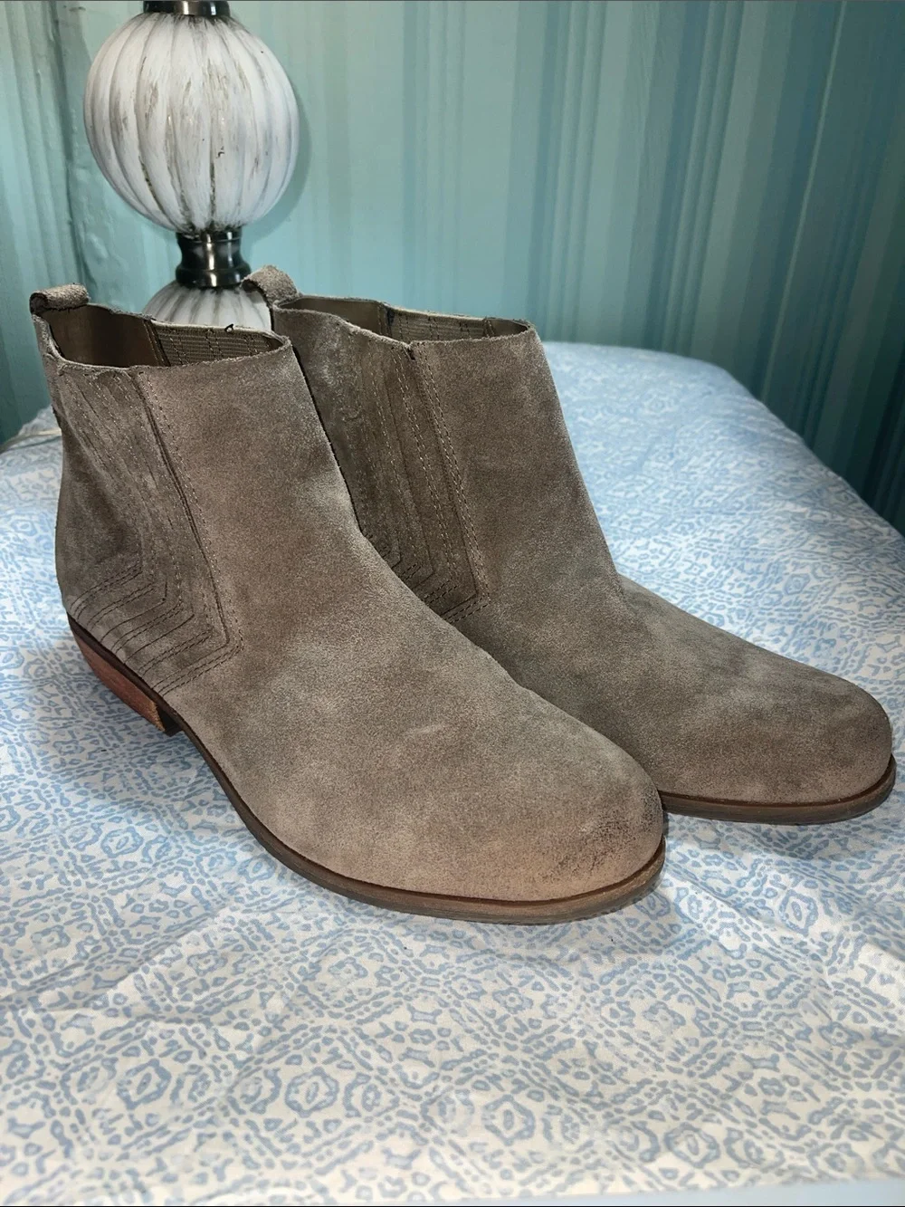 KORKS by Kirk-Ease Suede Pull-On Ankle Boots - Taupe Size 9.5